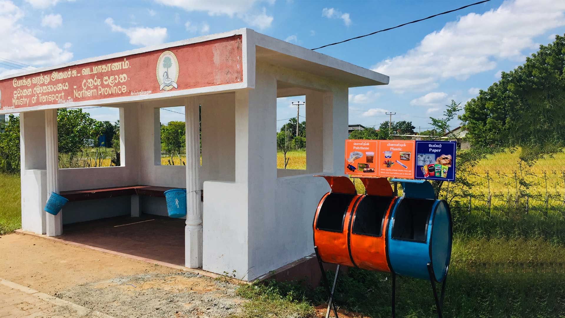 Bus stop waste segregation